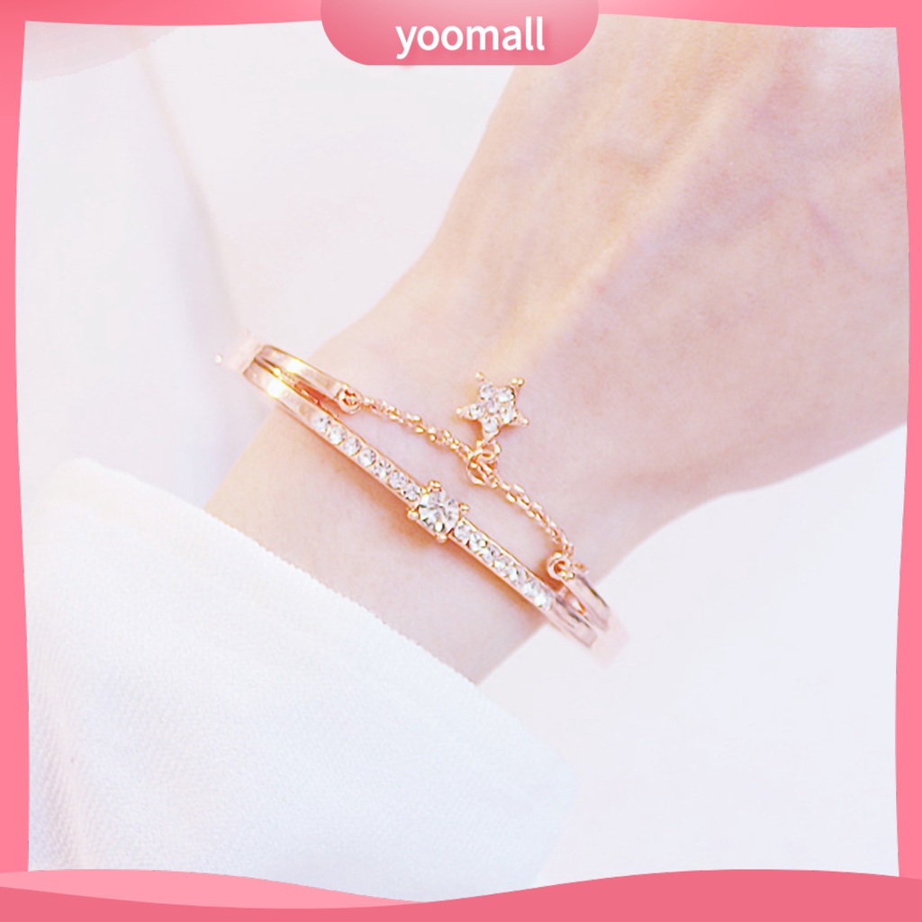 Vòng Tay Đính Đá Hình Ngôi Sao Năm Cánh Lấp Lánh Dành Cho Nữ