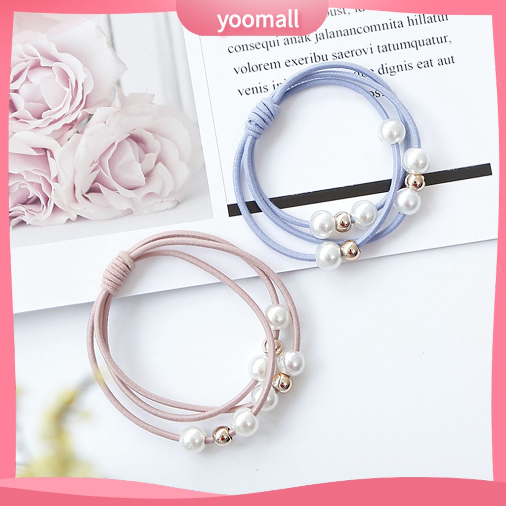 Dây Cột Tóc Cao Su Co Giãn Đính Ngọc Trai Giả Nhiều Lớp