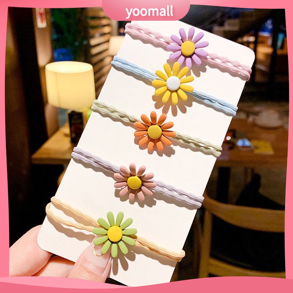 Dây Cột Tóc Co Giãn Đính Hoa 3D Bằng Nhựa Resin Có Thể Giặt Rửa Cho Bé