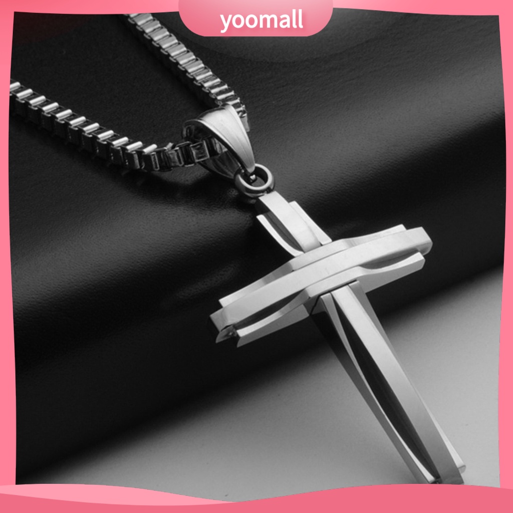 Vòng cổ Thép Titan Mặt Thánh Giá Phong Cách Hip Hop Thời Trang Cho Nam