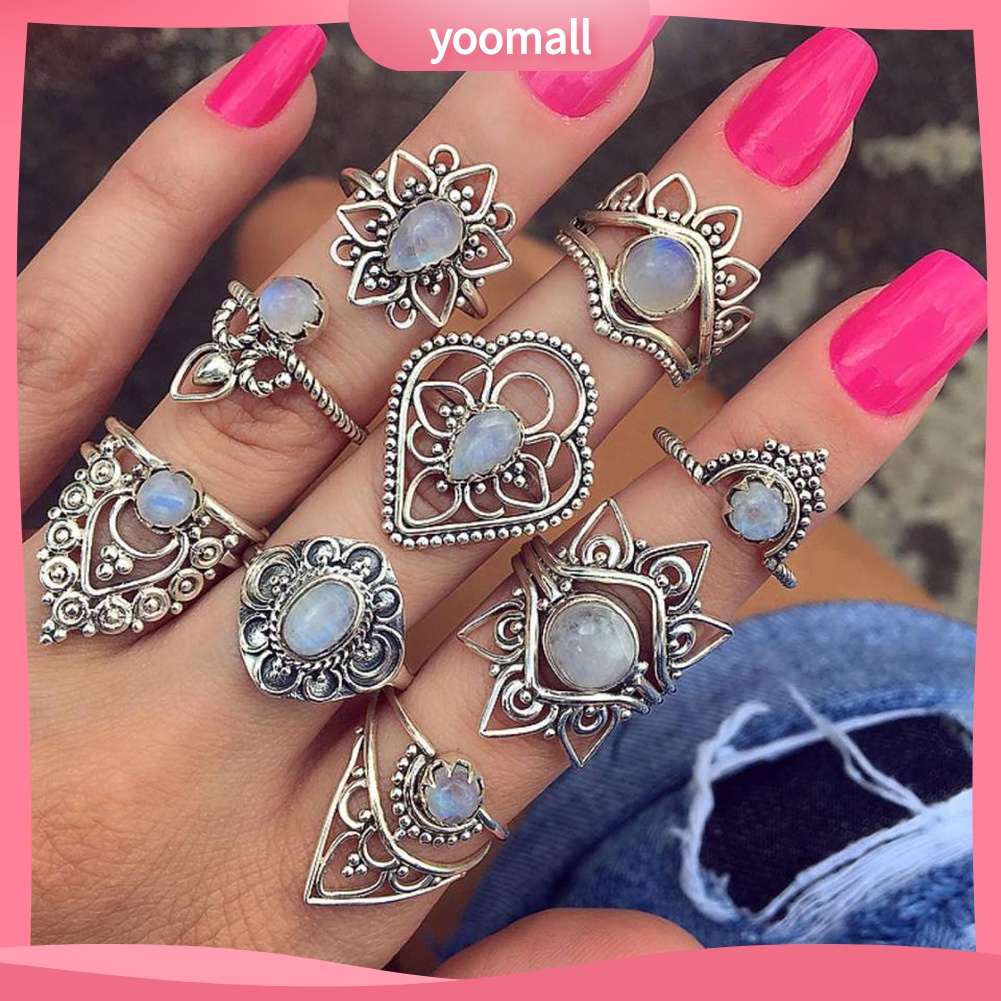 Set 9 Nhẫn Đeo Khớp Ngón Tay Phong Cách Retro