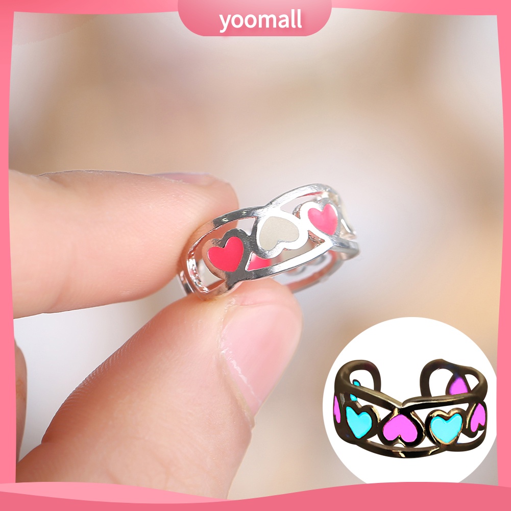 Nhẫn Hở Hình Trái Tim Phát Sáng Thời Trang Cho Nữ