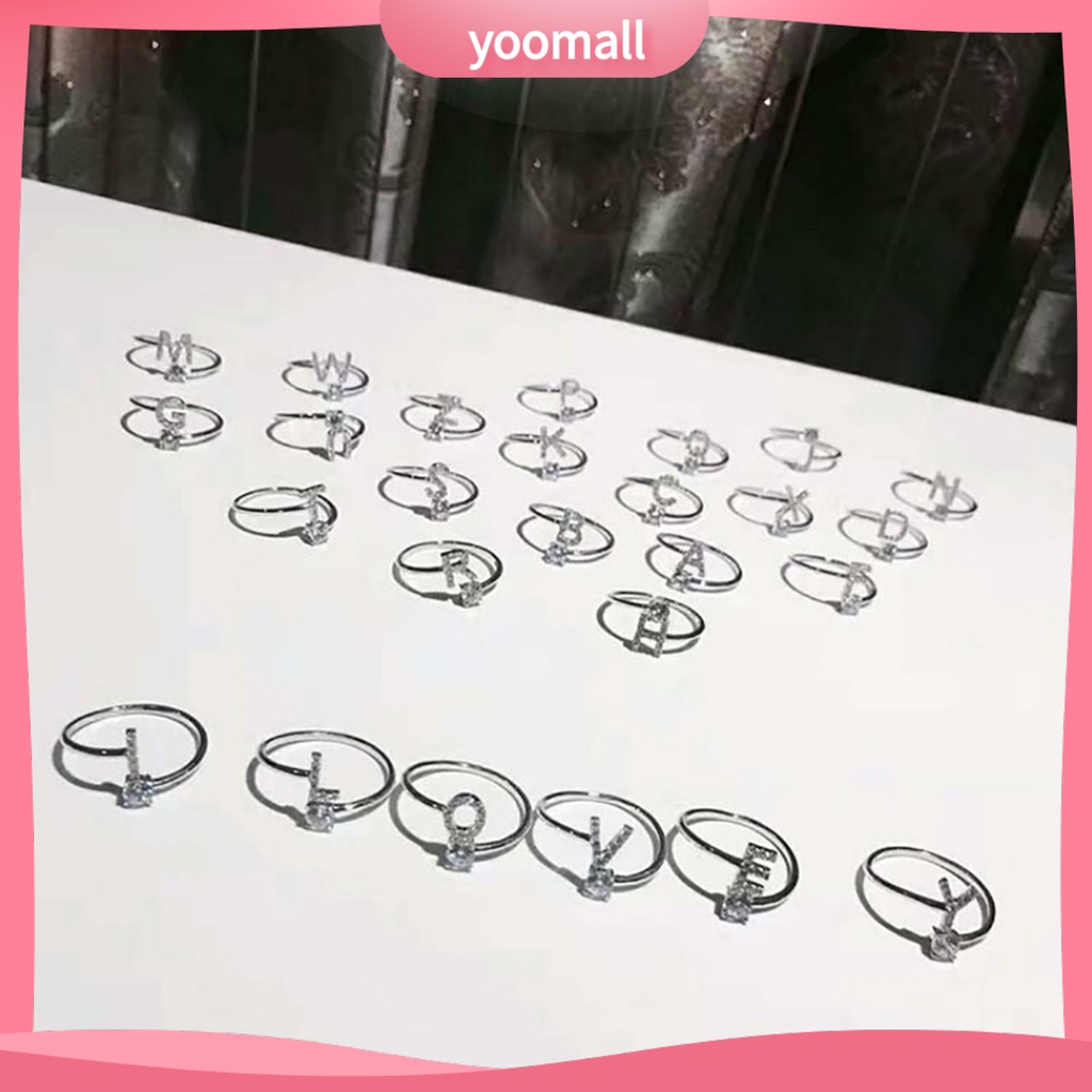 [YM] Nhẫn Hở Khắc Chữ Bằng Đồng Có Thể Điều Chỉnh Cho Nữ