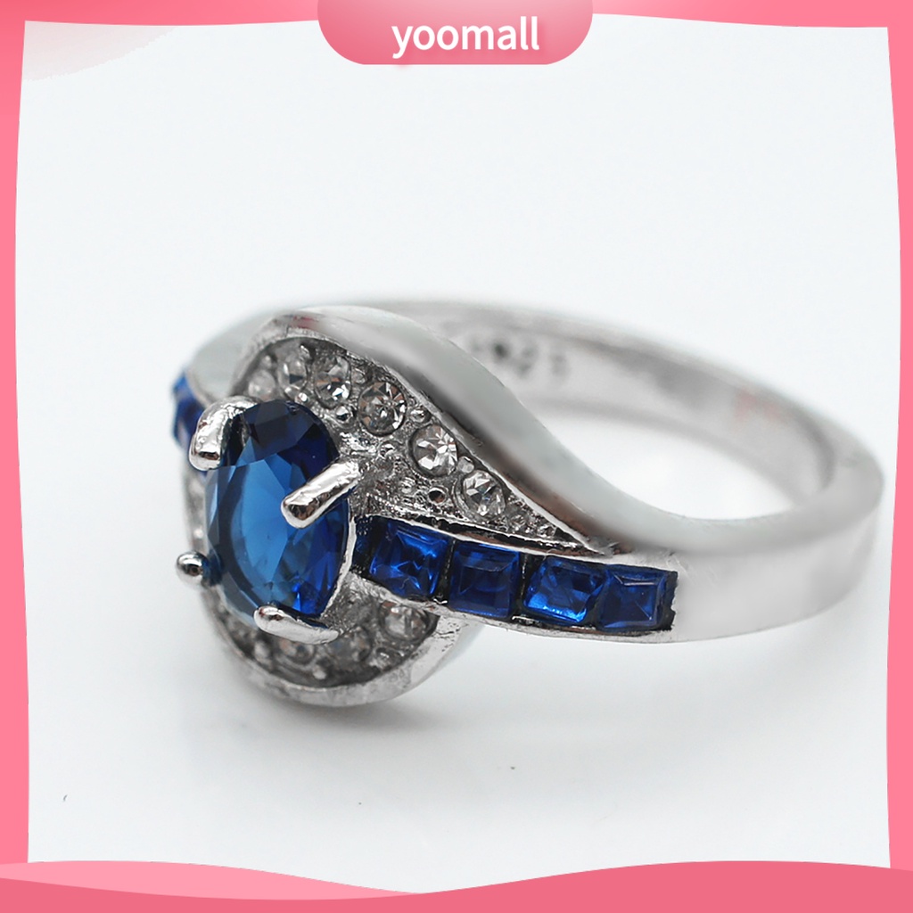 Nhẫn Hợp Kim Đính Đá Xanh Chống Trầy Xước Thanh Lịch