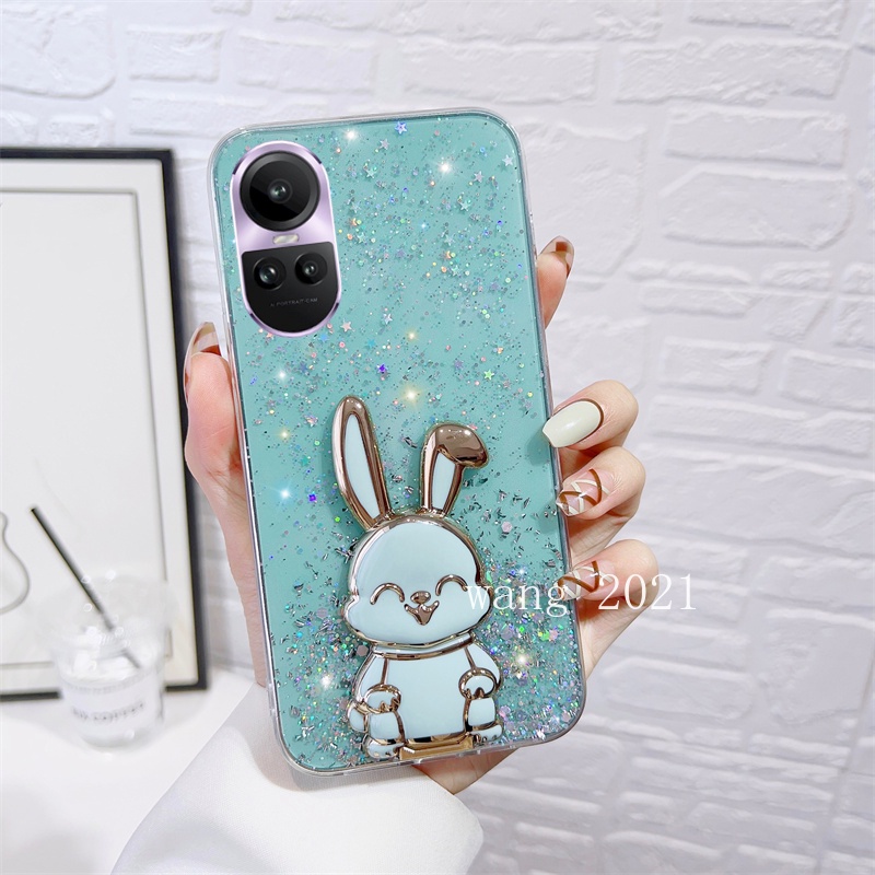 Ốp Điện Thoại Silicon Vòng Đỡ Hình Thỏ Ngôi Sao Lấp Lánh OPPO Reno10 Pro + Plus 5G Reno 10 Reno10Pro + OPPO A78 NFC 4G 2023