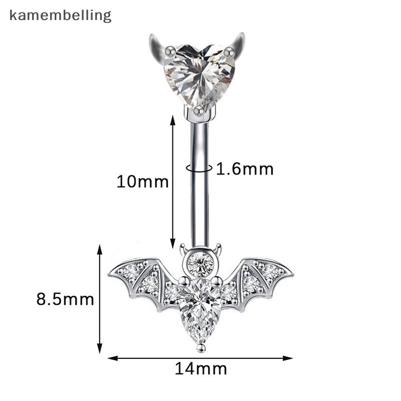 Kamembelling Khuyên Rốn Hình Dơi Đính Đá Zircon Đỏ Đen Cá Tính Cho Nữ