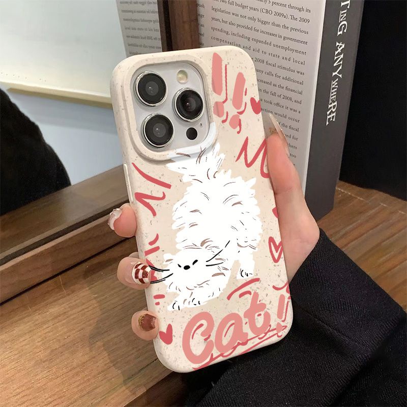 Ốp Điện Thoại Dẻo Màu Hồng Họa Tiết Chú Mèo Dễ Thương Chống Sốc Cho iPhone12plus 7 14pro 5BMI 11813