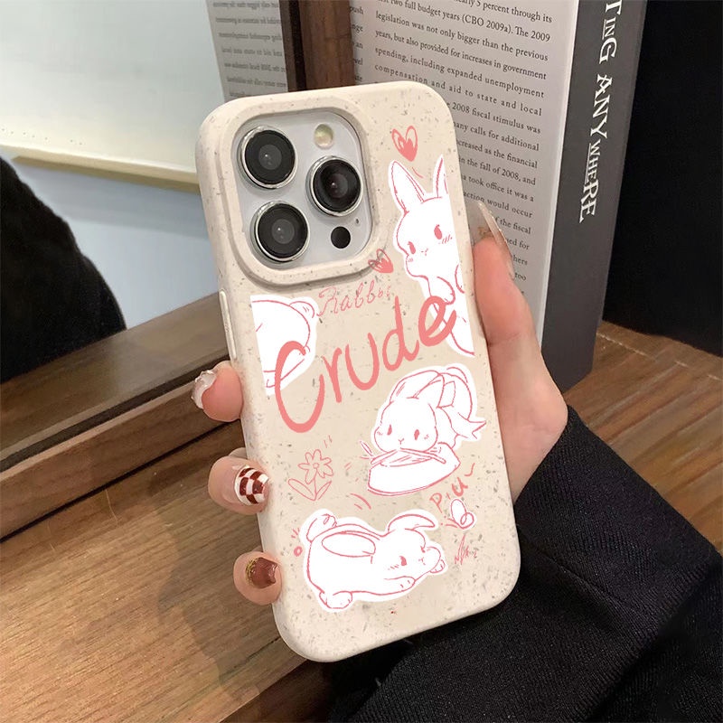 Ốp Điện Thoại Mềm Chống Sốc Màu Hồng In Hình Thỏ Cho Iphone 12 8713 14pro max11 plus