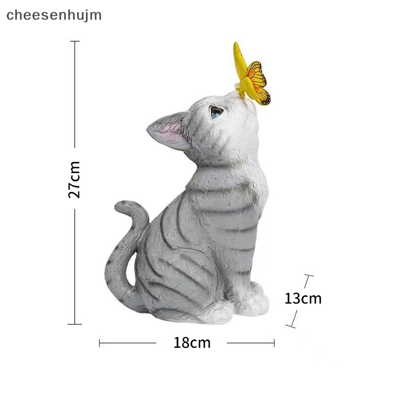 Đèn LED Năng Lượng Mặt Trời Bằng Nhựa Resin Hình Bướm Mèo Cho Sân Vườn