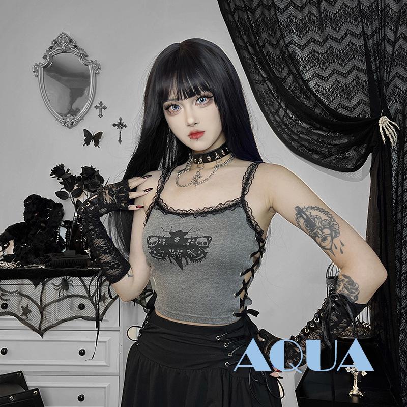 Áo Hai Dây Sát Nách Phối Ren Họa Tiết Bươm Bướm Thời Trang Mùa Hè Cho Nữ