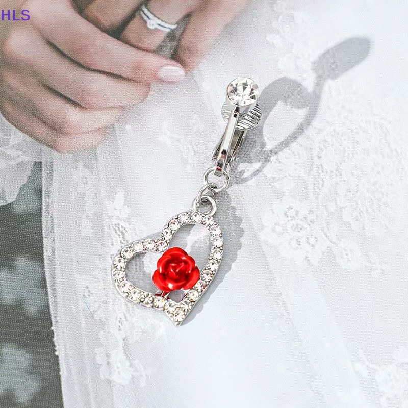 [HLS] Khuyên Rốn Dạng Kẹp Rốn Hình Trái Tim Đính Đá Giả Trang Sức