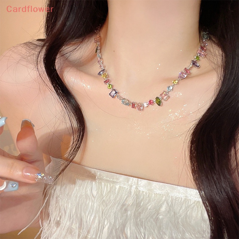 < Cardflower > Vòng cổ Thời Trang Nữ Mặt Đá Zircon Pha Lê Ngọt Ngào Đơn Giản Cá Tính Mới