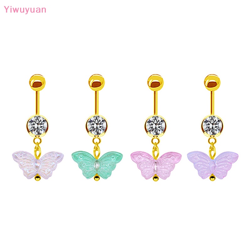 Khuyên Rốn Hình Bướm Đính Đá Bằng Thép Không Gỉ Mới