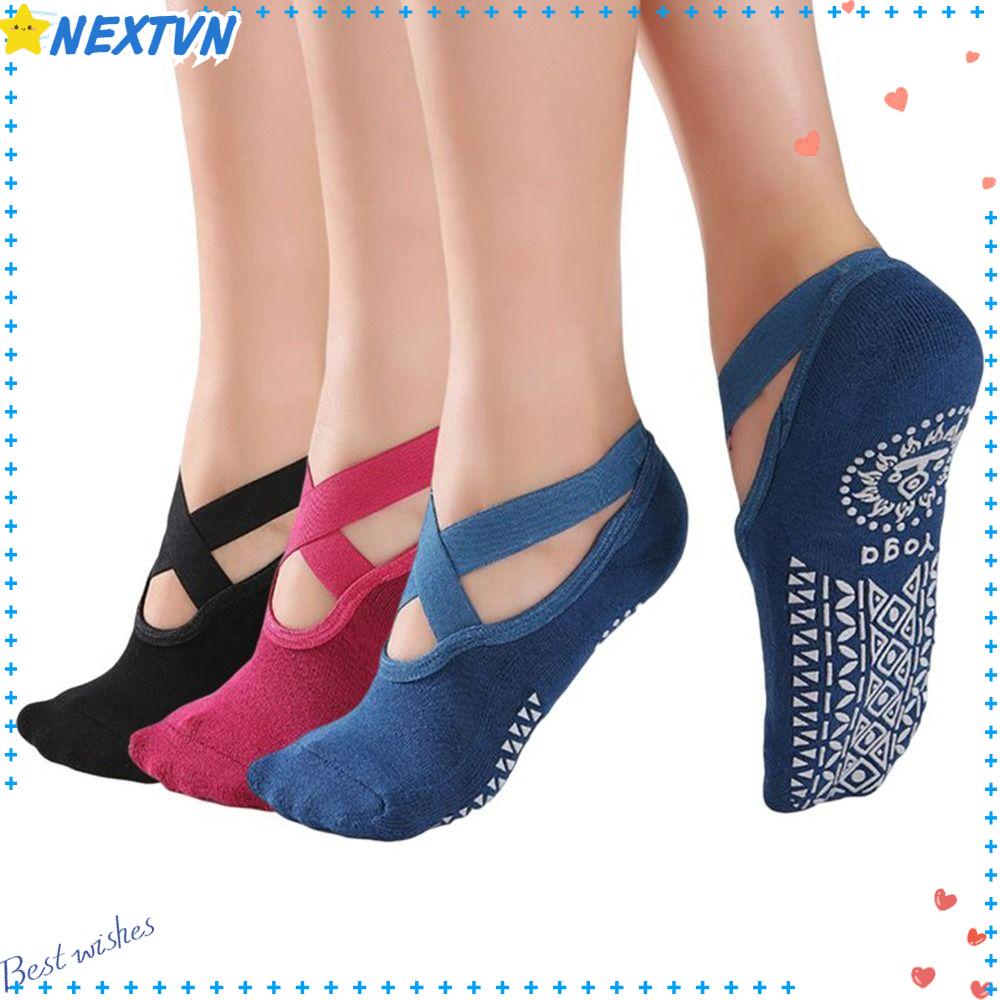 Vớ Cotton + PVC Năm Ngón Mềm Mại Chống Trượt Tập Yoga Trong Nhà