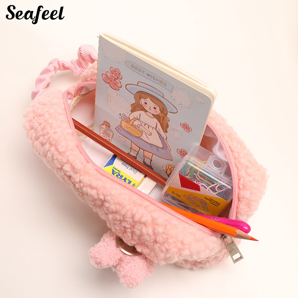 Túi Đựng Bút Chì Sức Chứa Lớn Có Tay Cầm Họa Tiết Thỏ Hoạt Hình