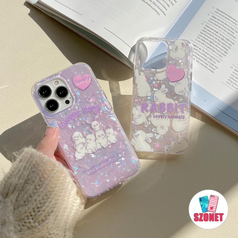 Ốp Điện Thoại Dẻo Trong Suốt Họa Tiết Hoạt Hình Chú Thỏ Màu Gradient Lấp Lánh Chống Sốc Cho iPhone 14 13 12 11 Pro Max 14 Plus