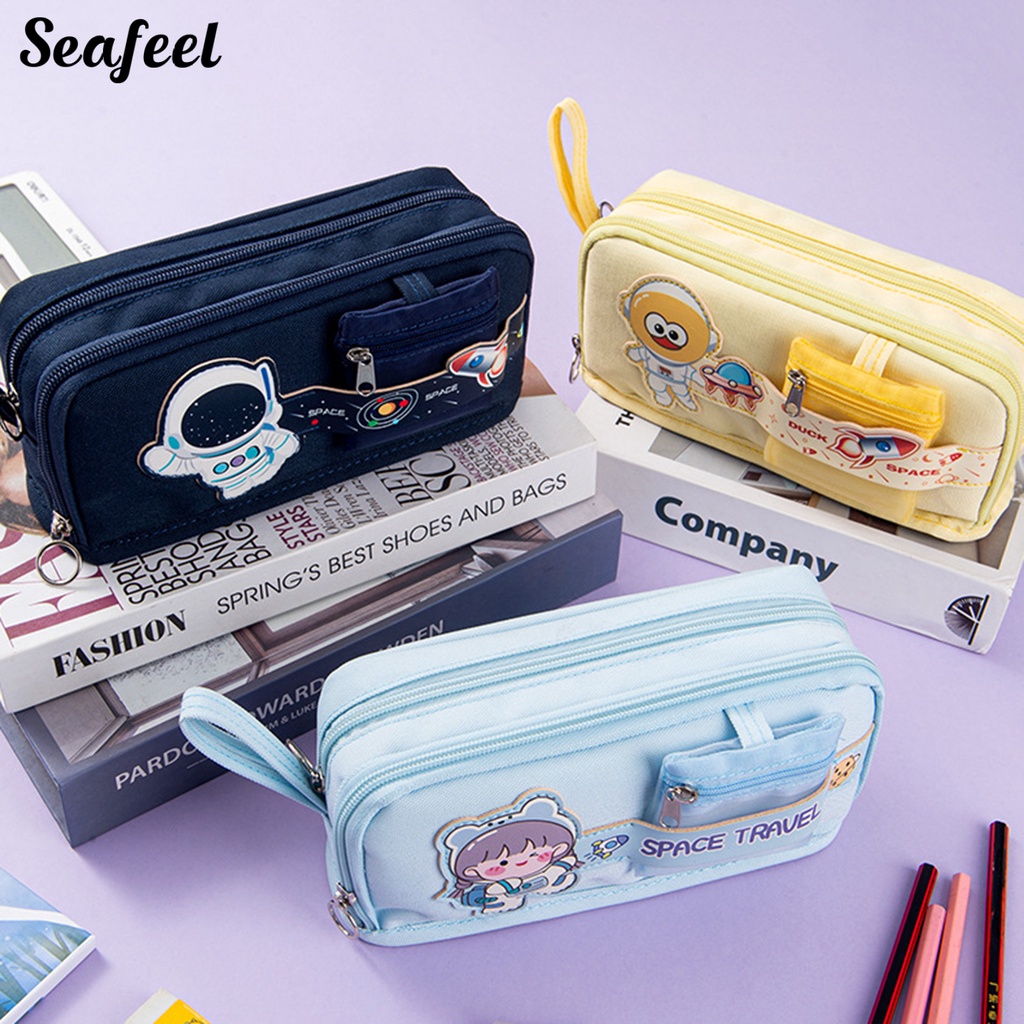 Túi Đựng Bút Đa Năng Có Khóa Kéo In Họa Tiết Dễ Thương Tiện Dụng Cho Trường Học / Văn Phòng