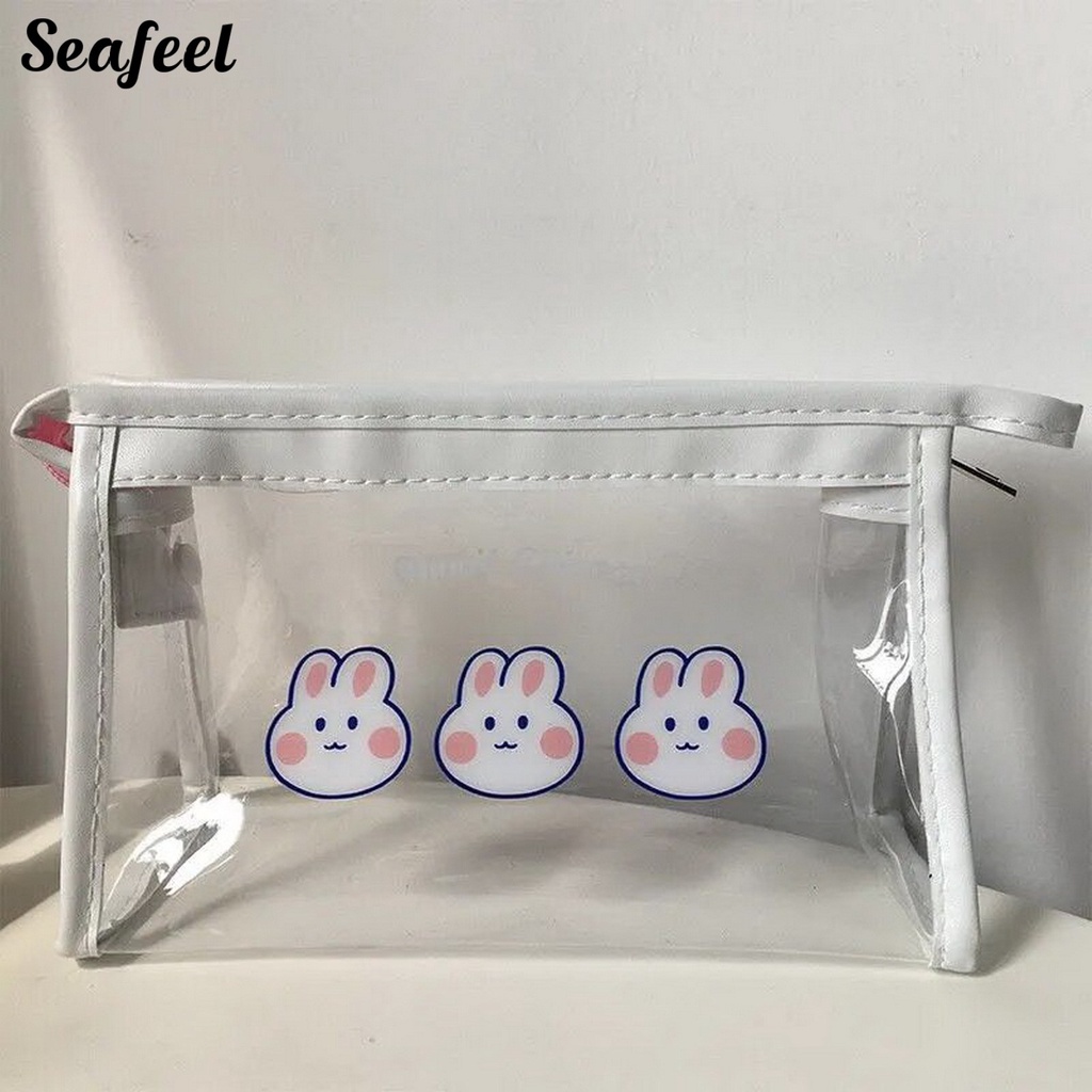 Túi Đựng Bút Trong Suốt Chống Bụi Sức Chứa Lớn In Họa Tiết Hoạt Hình Dễ Thương