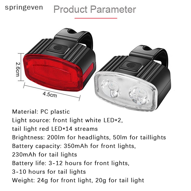 Bộ Đèn Led Gắn Đuôi Xe Đạp Có Thể Sạc Lại Bằng Cổng USB