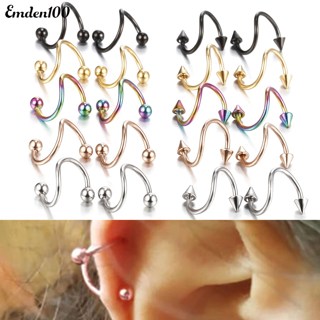 Set 5 Khuyên Mũi Bằng Thép Không Gỉ Đính Đá Thời Trang