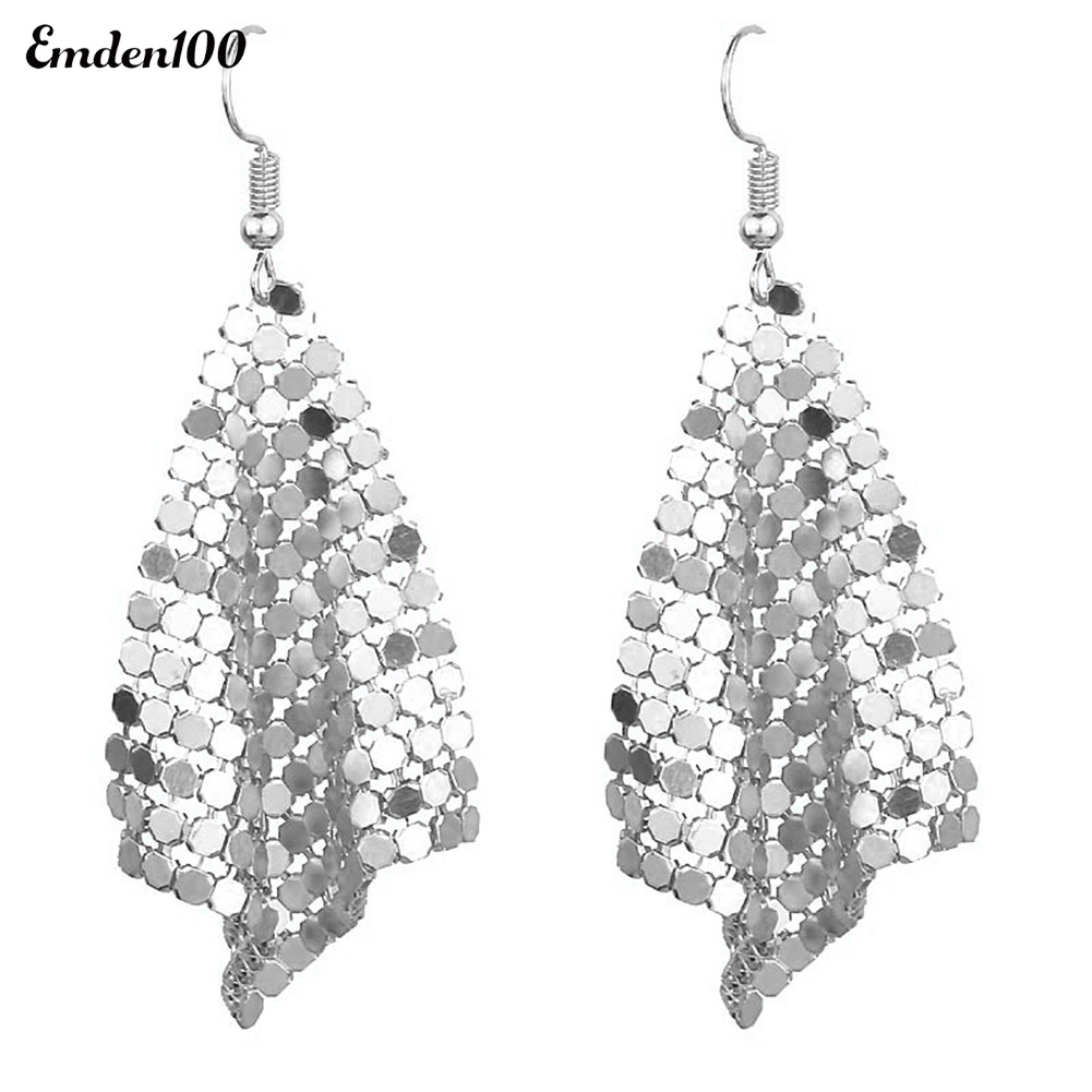 Đôi Khuyên Tai Dài Đính Kim Sa Thời Trang Cho Nữ