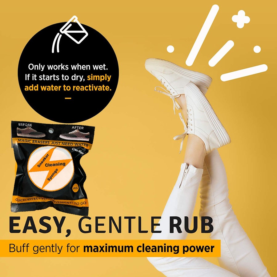 Miếng bọt biển hai mặt được làm ẩm trước làm sạch &amp; trắng đế giày cho nam và nữ