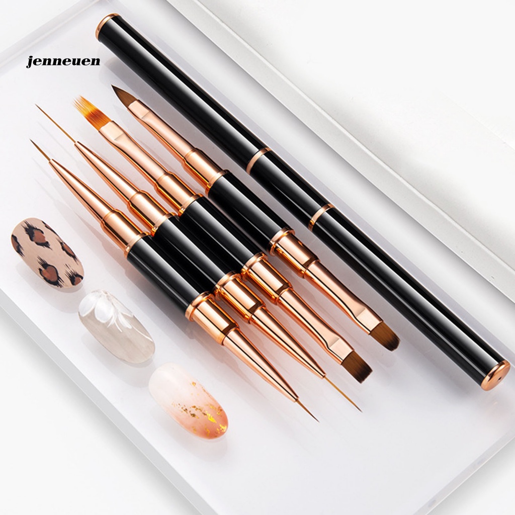 Set 5 Cọ Vẽ Trang Trí Móng Nghệ Thuật Bằng Kim Loại Hai Đầu Màu Vàng Hồng