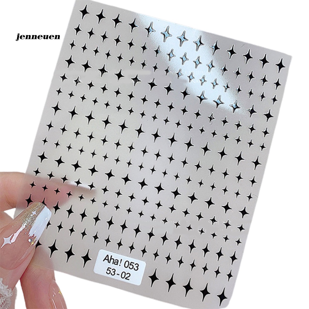 Nhãn Dán Móng Tạo Hiệu Ứng 3D Màu Trắng / Vàng / Đen / Bạc Lấp Lánh Không Phai