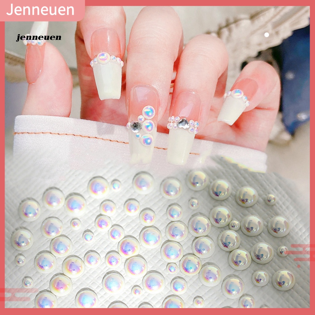 Set 200 Móng Tay Giả Trọng Lượng Nhẹ Đính Ngọc Trai Trang Trí Nghệ Thuật