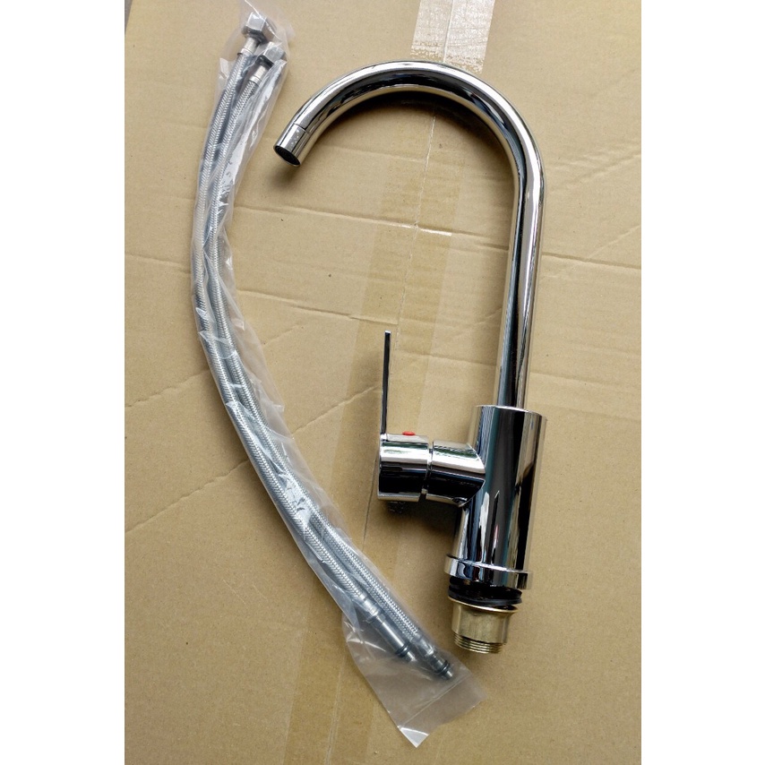 [sale] Vòi chậu rửa bát, vòi rửa chén nóng lạnh cổ ngỗng inox(TẶNG KÈM DÂY CẤP)