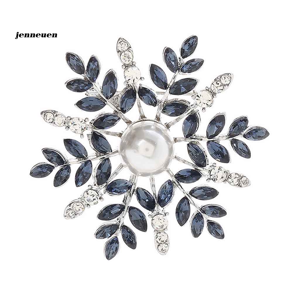 Ghim Cài Áo Hình Bông Tuyết Đính Ngọc Trai Nhân Tạo Thời Trang