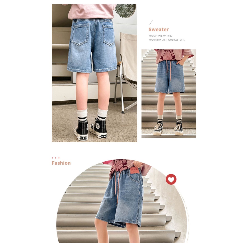 Quần Short Denim Mỏng Thời Trang Mùa Hè 2023 Mới Cho Bé Gái