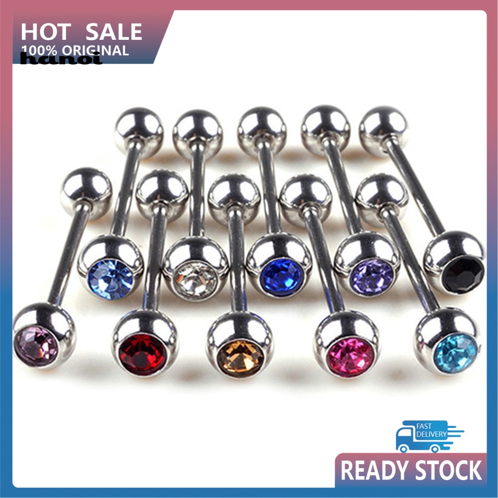 Set 10 Khuyên Lưỡi Đính Đá Cá Tính Unisex