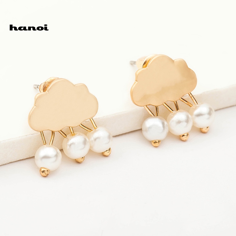 Bông Tai Hình Đám Mây Mưa Đính Ngọc Trai Giả Thời Trang Cho Nữ