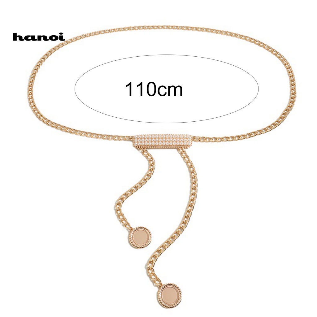 Thắt Lưng Nữ Đính Ngọc Trai Nhân Tạo Khóa Tròn Thời Trang