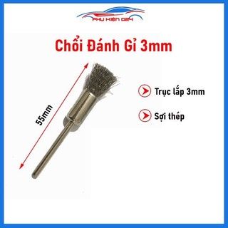 Chổi đánh gỉ trục 3mm sợi thép đường kính chổi 6m/8mm