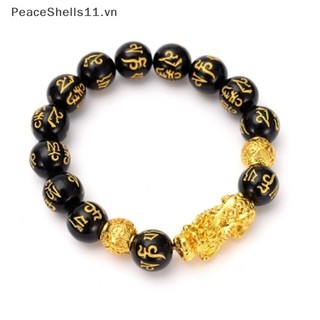 Vòng tay hạt đá obsidian phong thủy pixiu giàu có và may mắn