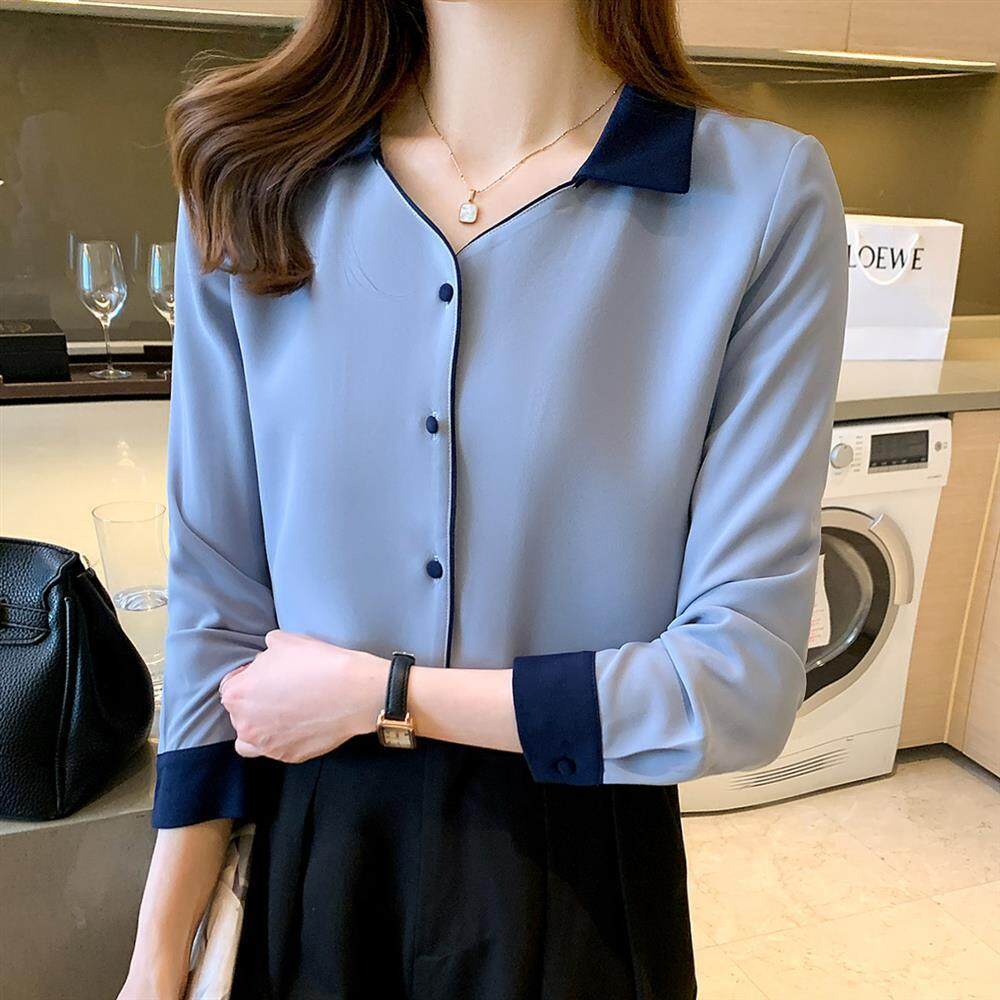 Áo Sơ Mi Trơn Tay Dài Dáng Rộng Thời Trang Công Sở Cho Nữ 2023