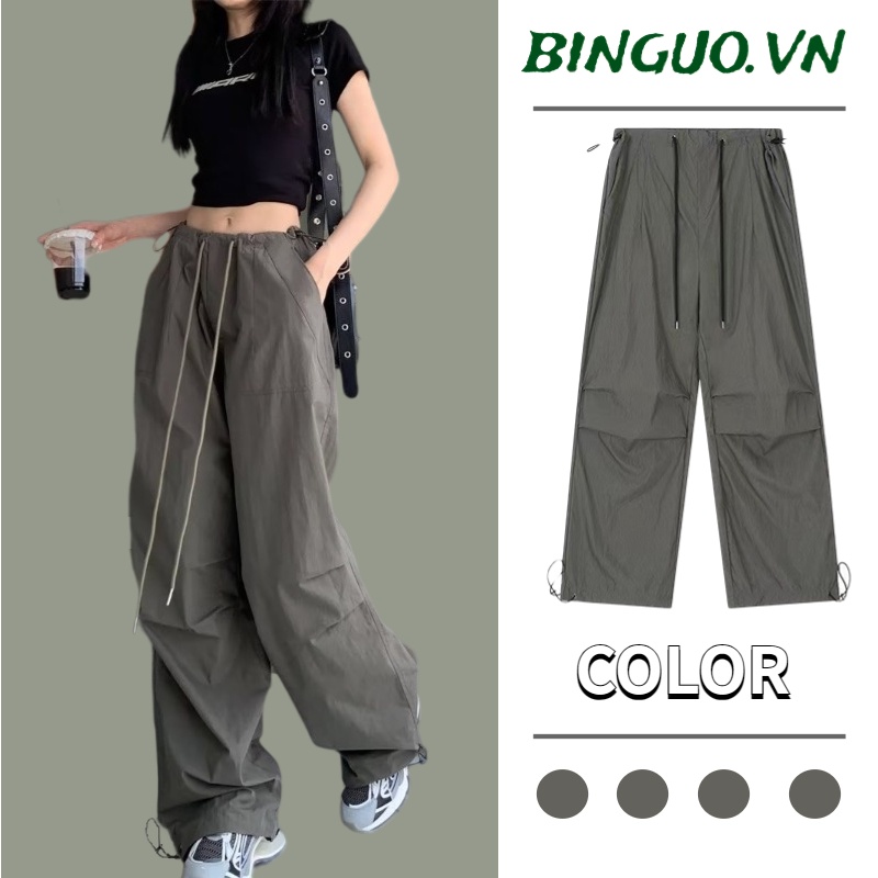 Quần Dài túi hộp Hiphop ống rộng xuông Phong Cách Retro Mỹ Quần cargo pants Thời Trang Cho Cặp Đôi Quần Dài Cotton Ống Rộng