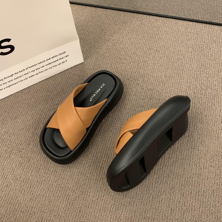 Dép Sandal Đế Dày Quai Chéo Phong Cách Roman Thời Trang Đi Biển Mùa Hè Hàng Mới 2023