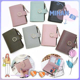 Ví da PU cầm tay mini dáng ngắn nhiều màu sắc có khóa kéo thời trang MIHAN1 cho nữ
