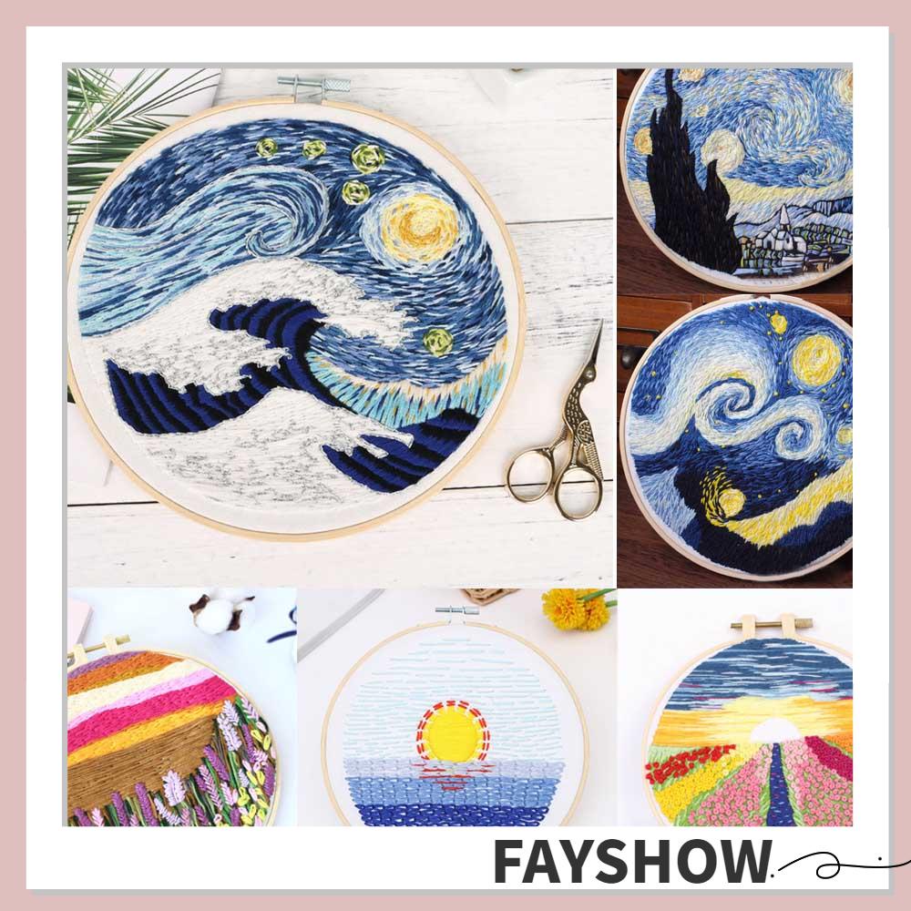FAY Khung Thêu Hình Hoa Thủ Công DIY Dành Cho Người Mới Bắt Đầu