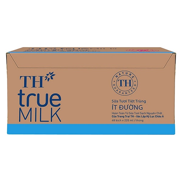 Sữa bịch TH True Milk Ít Đường 48x220ml (Thùng)
