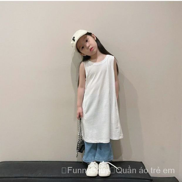 Đầm Dài Không Tay Dáng Rộng Màu Sắc Tươi Tắn Thời Trang Mùa Hè Phong Cách Hàn Quốc Dành Cho Bé Gái