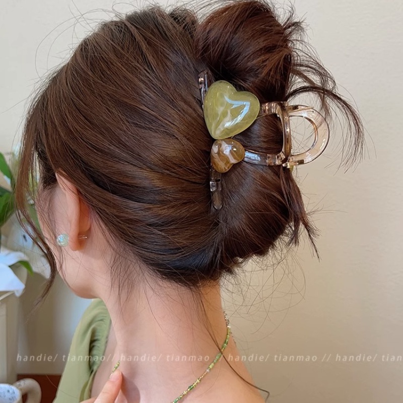 Kẹp Tóc Hình Trái Tim Màu Thạch Phong Cách Hàn Quốc Thời Trang Mùa Hè Cho Nữ