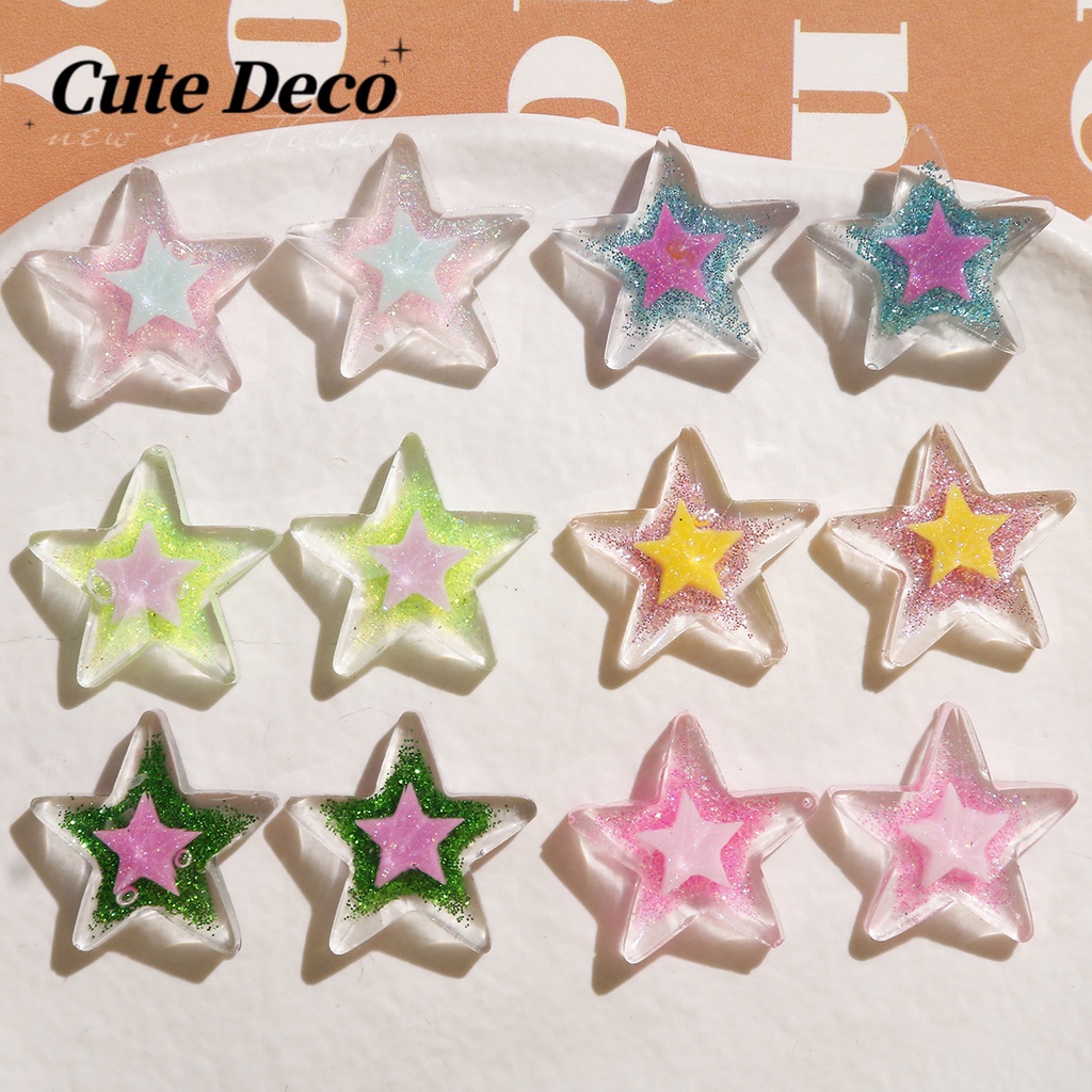 Trang trí dễ thương: pentagram tráng bằng nhựa lấp lánh nút crocs / giày jibbitz croc dễ thương tự làm / chất liệu nhựa quyến rũ để tự làm