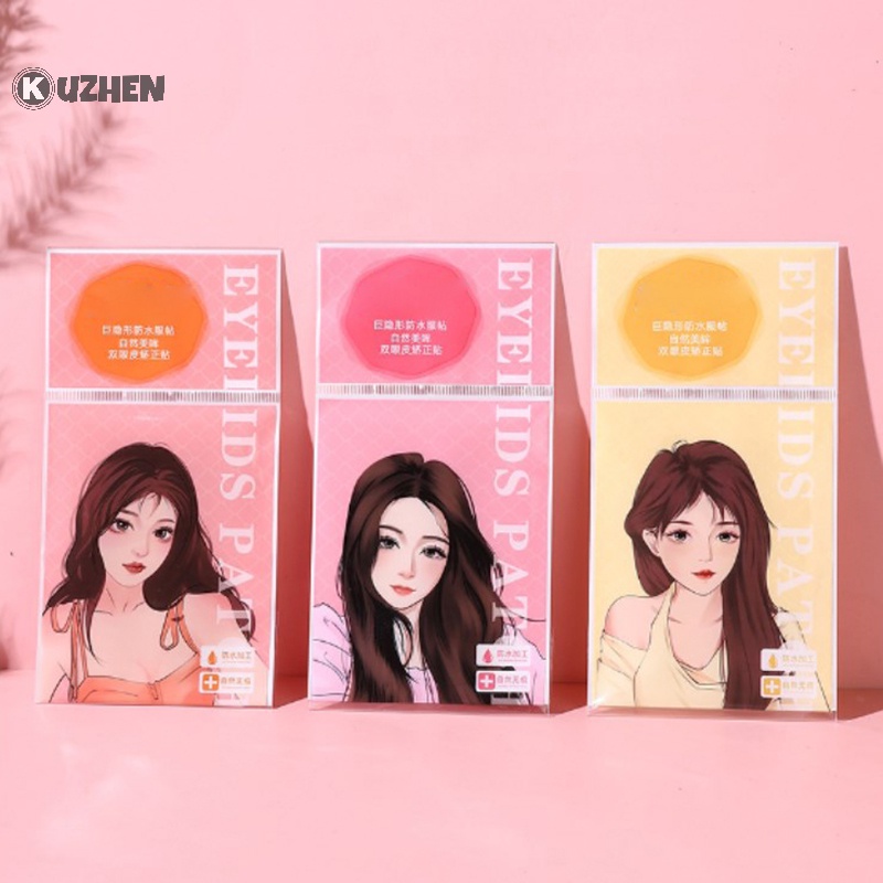 Kuzhen Set 200 Miếng Dán Tạo Mắt Hai Mí Tự Dính Vô Hình Màu Be Trong Suốt Kẻ Sọc