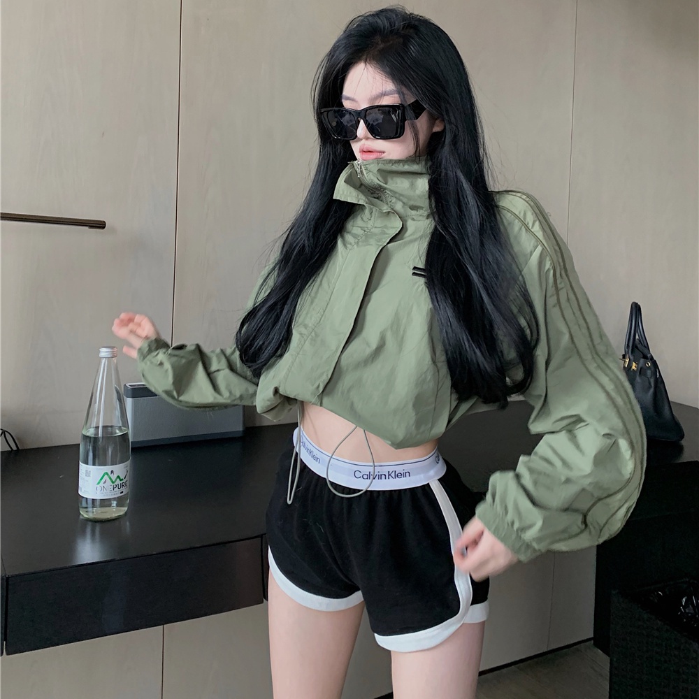 Áo khoác bóng chày màu xanh lá cây murioki dành cho nữ 2023 phong cách amrican áo khoác ngắn mới về