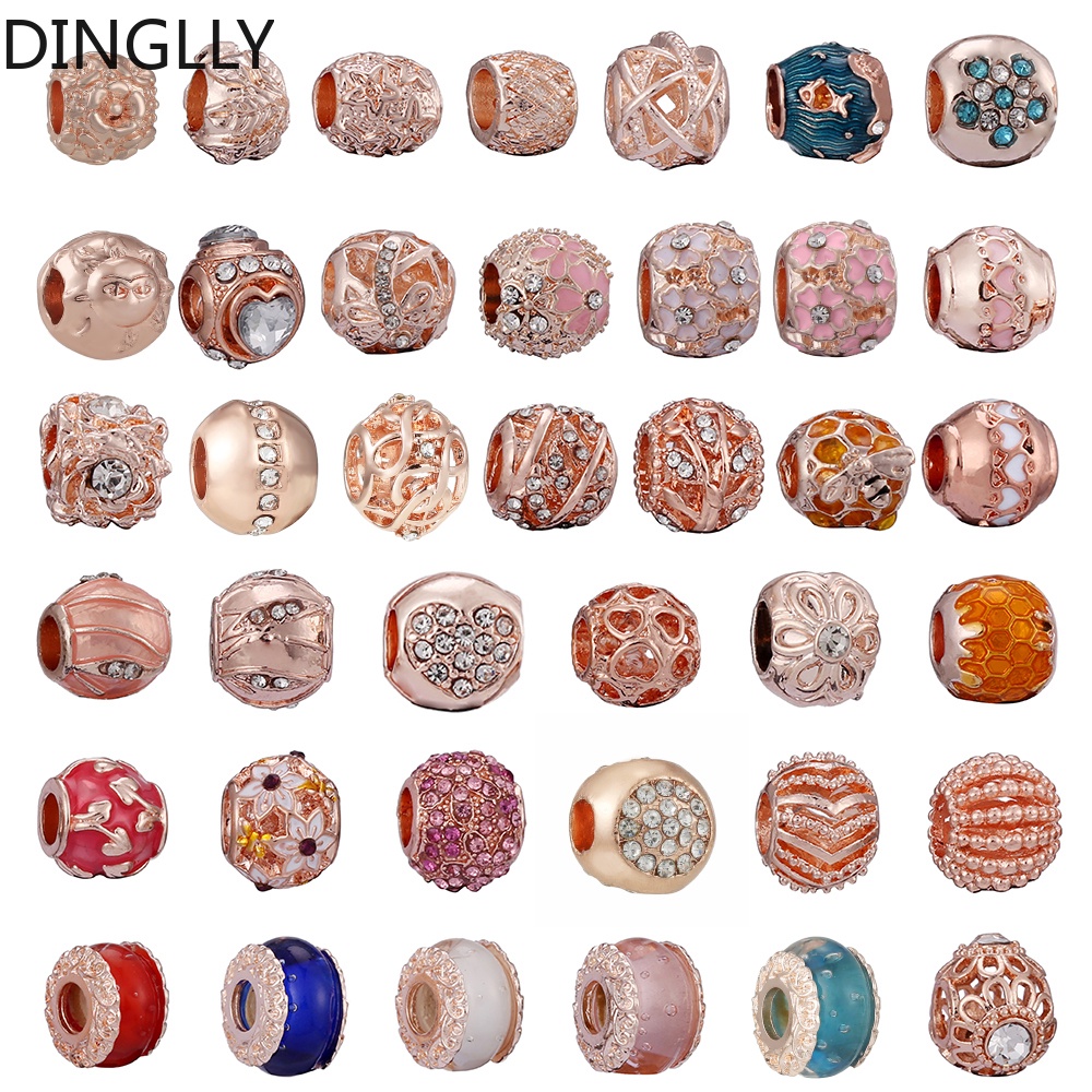 Hạt Charm Bằng Hợp Kim Màu Vàng Hồng Hình Cầu / Hoa / Ong / Lá