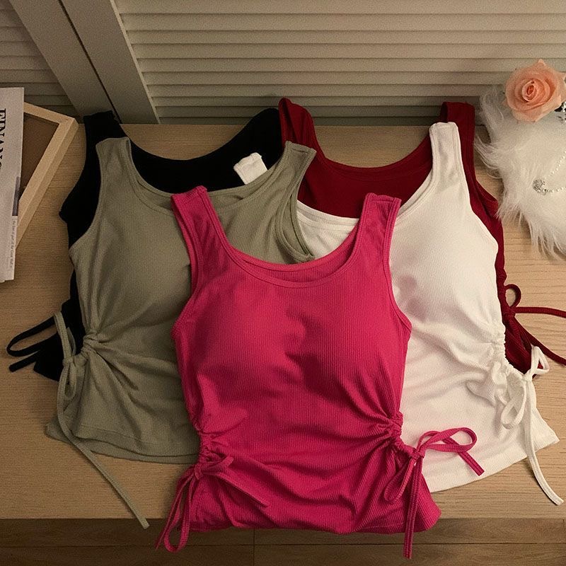 Áo Hai Dây Có Mút Đệm Ngực Thời Trang Mùa Hè Vintage Quyến Rũ Cho Nữ 2023